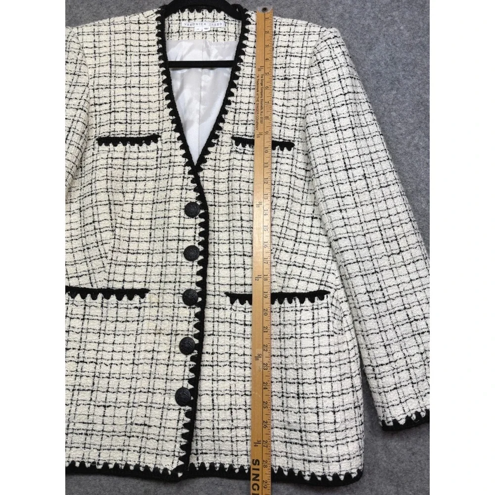 Veronica Beard Albie Dickey Two Tone Cotton Blend Bouclé Tweed Blazer Size 12 - Picture 9 of 12
